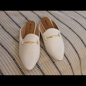 White Loafers Mules